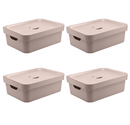 Kit de Caixas Organizadoras 10,5 Litros com Tampa Ou 4 Peças Linha Cube