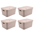 Kit de Caixas Organizadoras 32 Litros com Tampa Ou 4 Peças Linha Cube